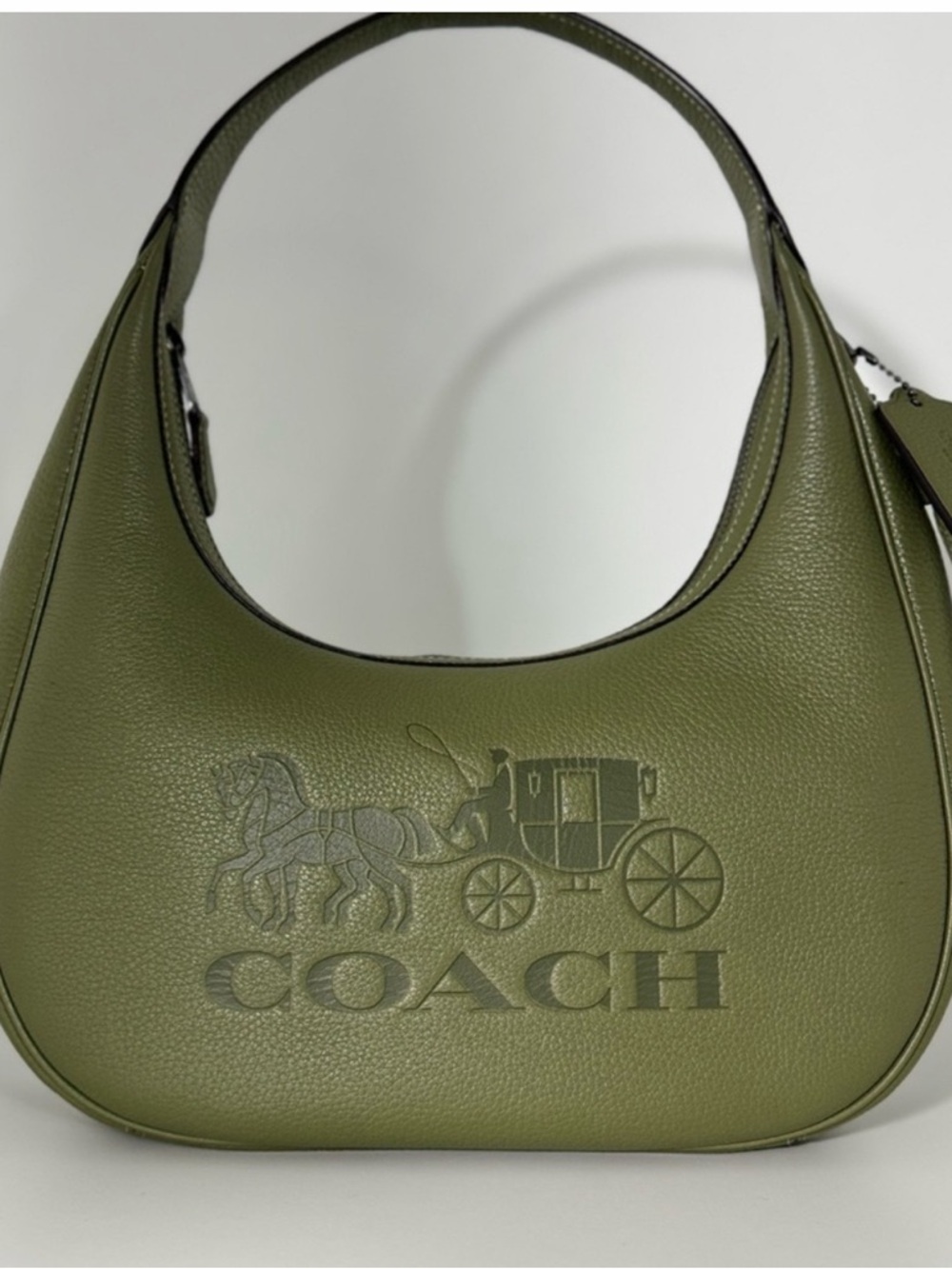 COACH Olive Leather Embossed Carriage Hobo